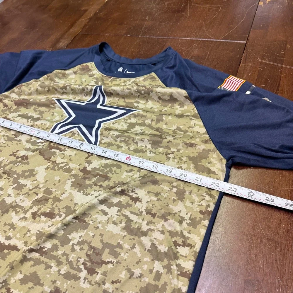 Nike NFL Dallas Cowboys Men XL Camo Salute to Service Dri-FIT Shirt 3/4 Sleeve